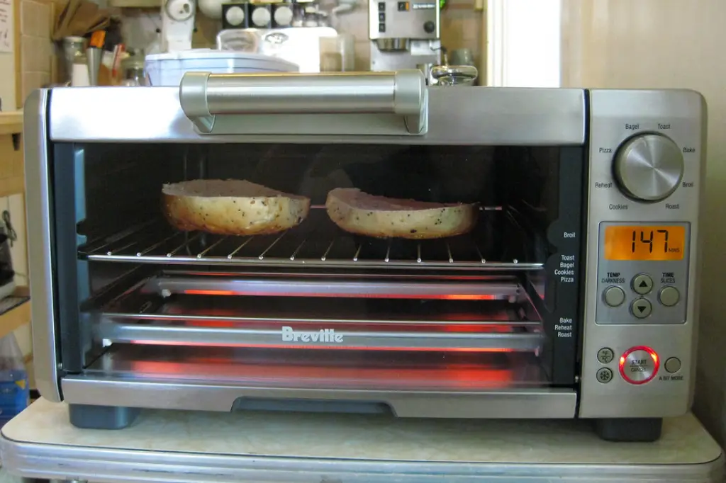 Toasting bagels in a Breville toaster oven.