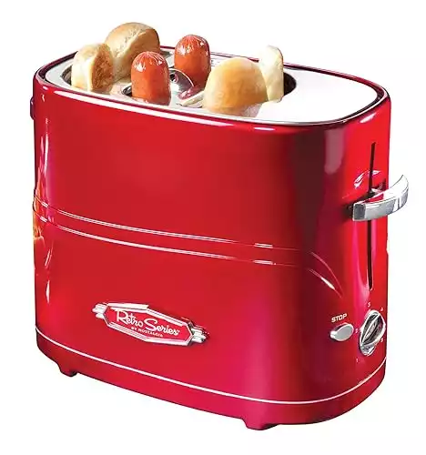 Nostalgia HDT600RETRORED Pop-Up 2 Hot Dog and Bun Toaster
