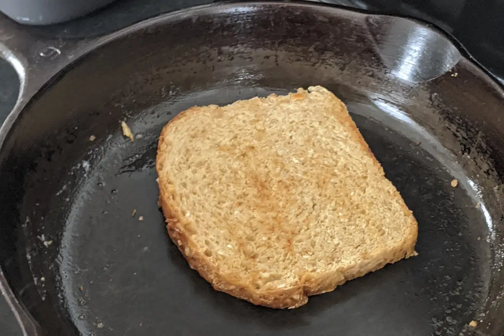 Toasting bread in a cast iron skillet